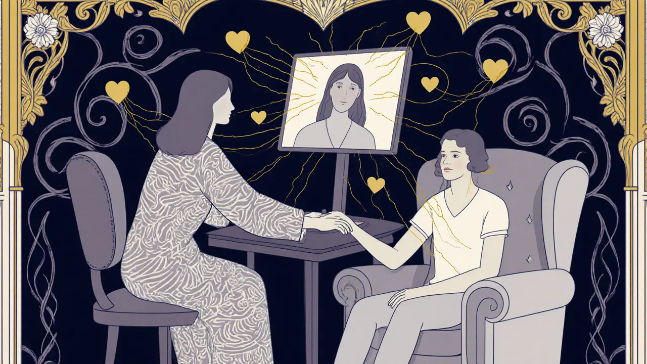 Hybridní terapeutické sezení s propojením digitálního a reálného světa.