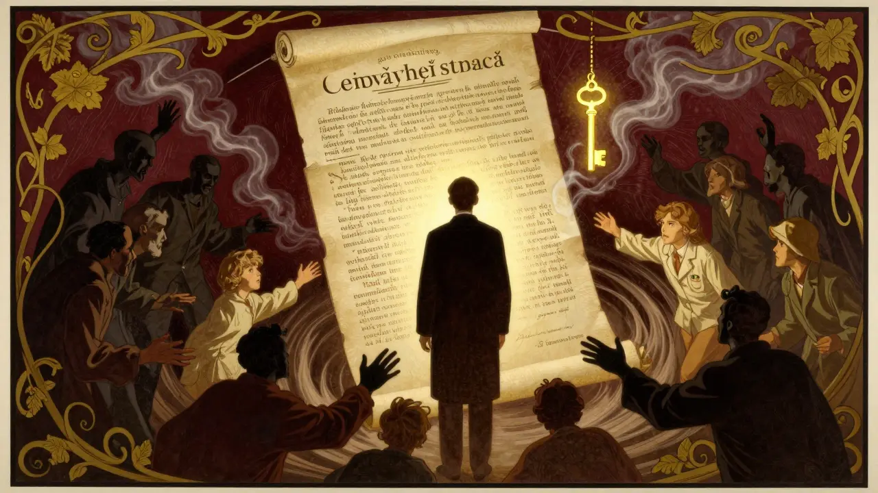 Terapeut odmítá ruce rodiny a lékařů, drží klíč souhlasu klienta.