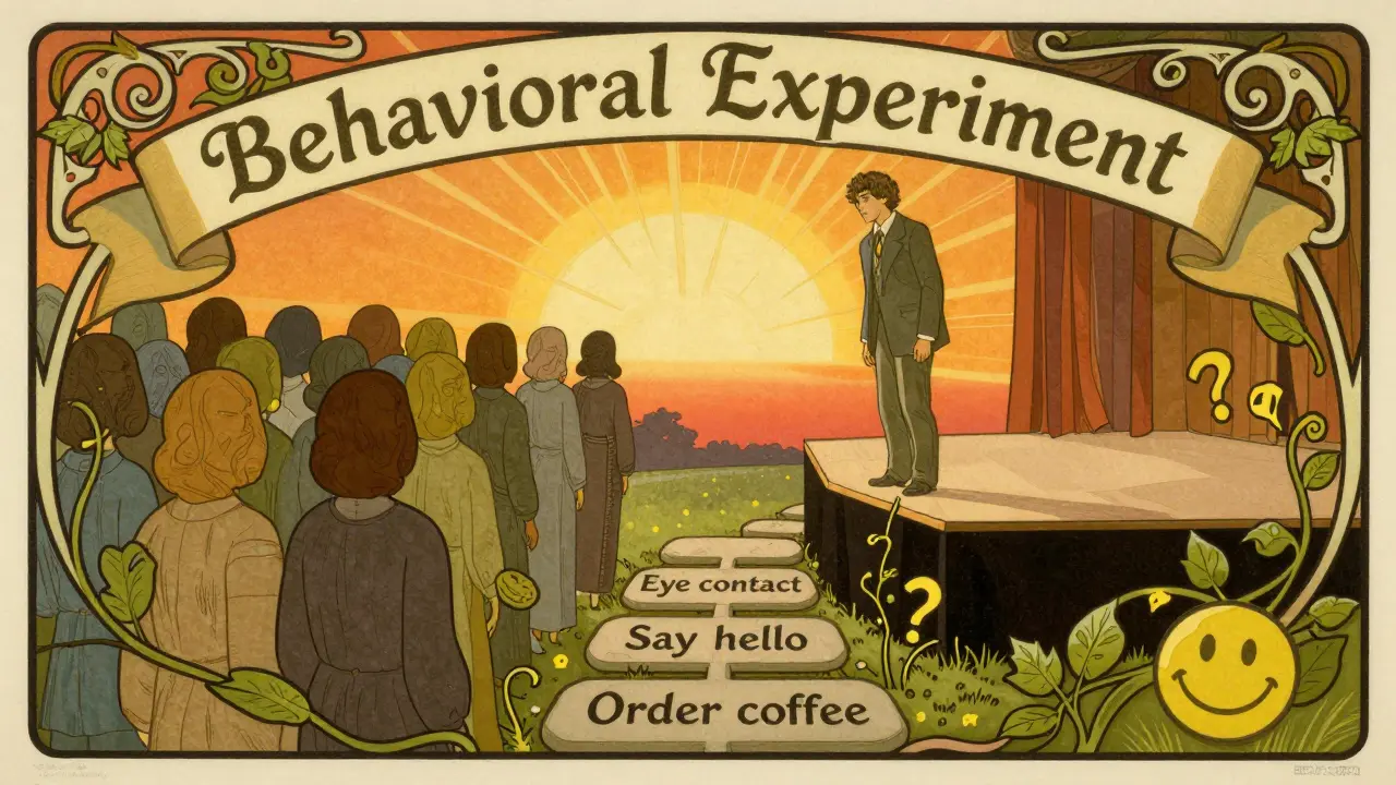 Muž krokuje po cestě kroků, které ho učí překonávat sociální strach.