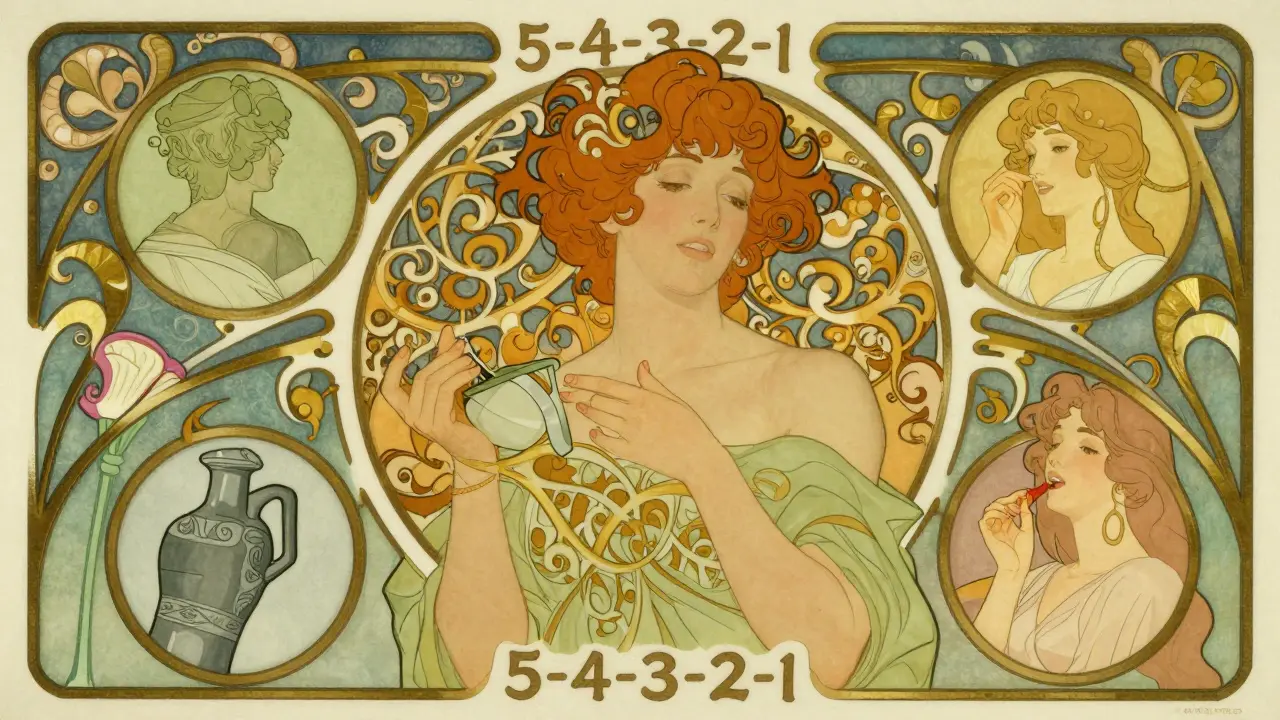 Osoba hledá 5 věcí, 4 textury a 3 zvuky v místnosti.