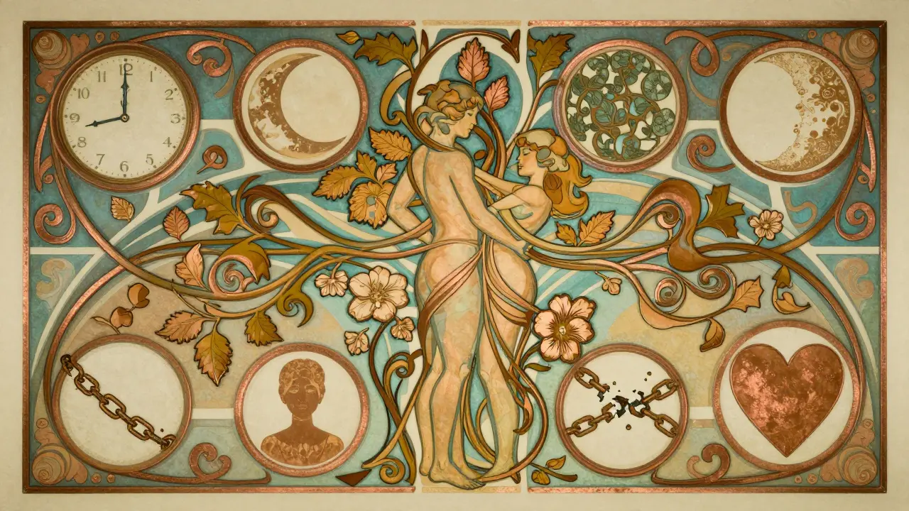 Symboly duševního zdraví ve vzorovaném kruhovém uspořádání