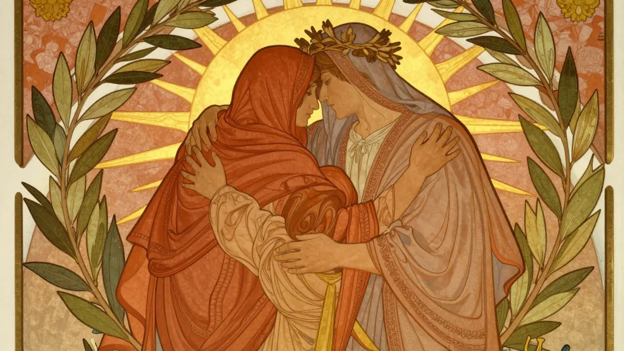 Emoční objetí rodiny symbolizující úspěšné ukončení léčby a nový začátek.