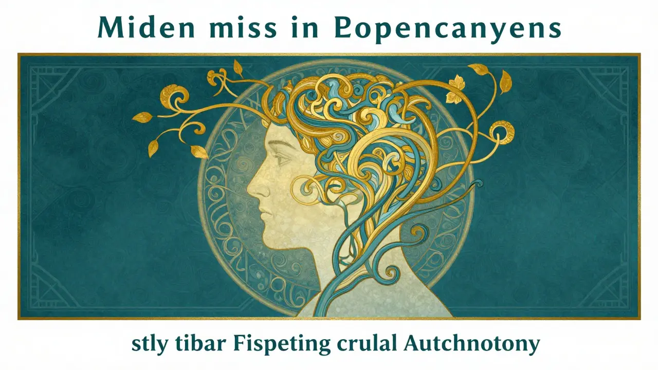 Kresba hlavy terapeuta s ornamentálními liniemi symbolizujícími vzdělání.