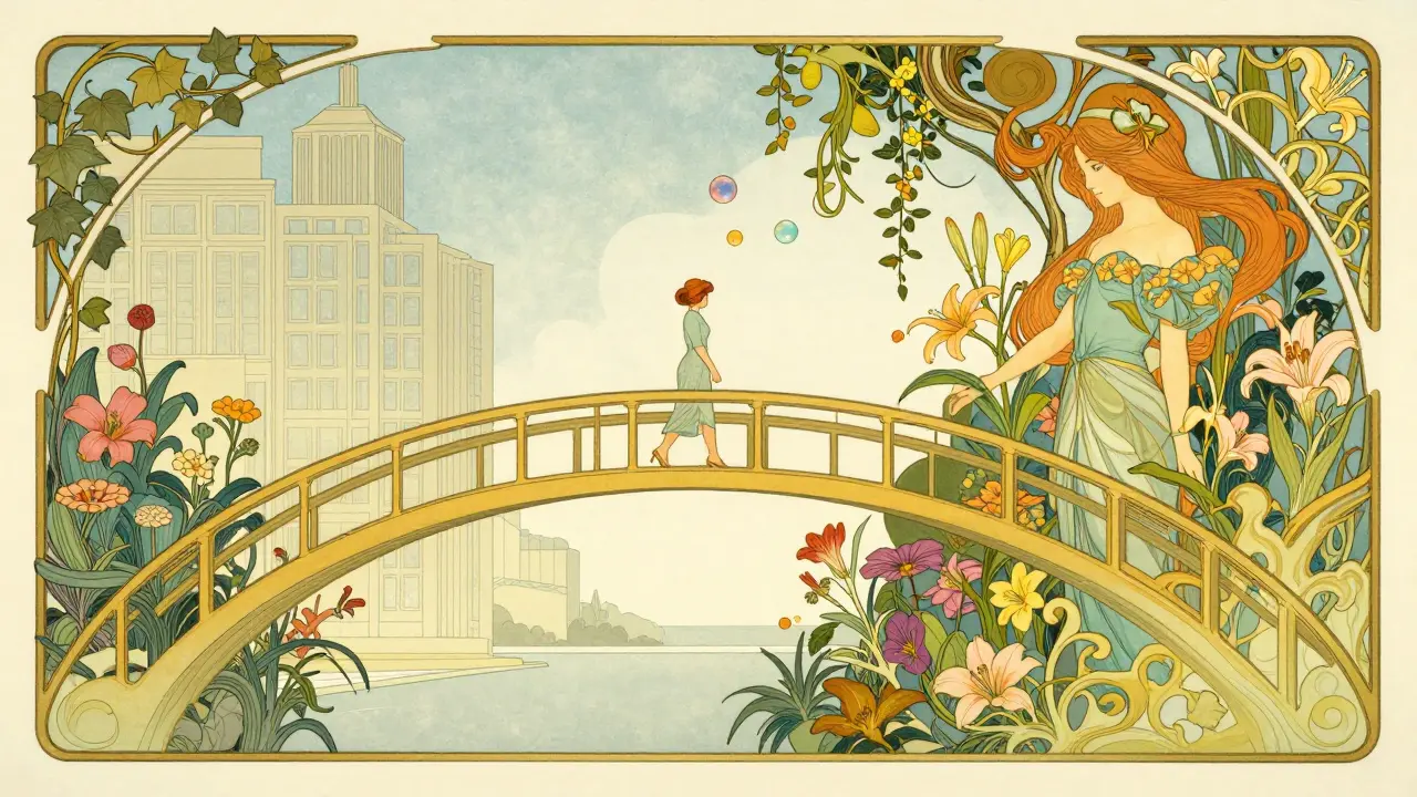 Zlatý most vedoucí z uspořádaného města do barevné, organické zahrady flexibility.