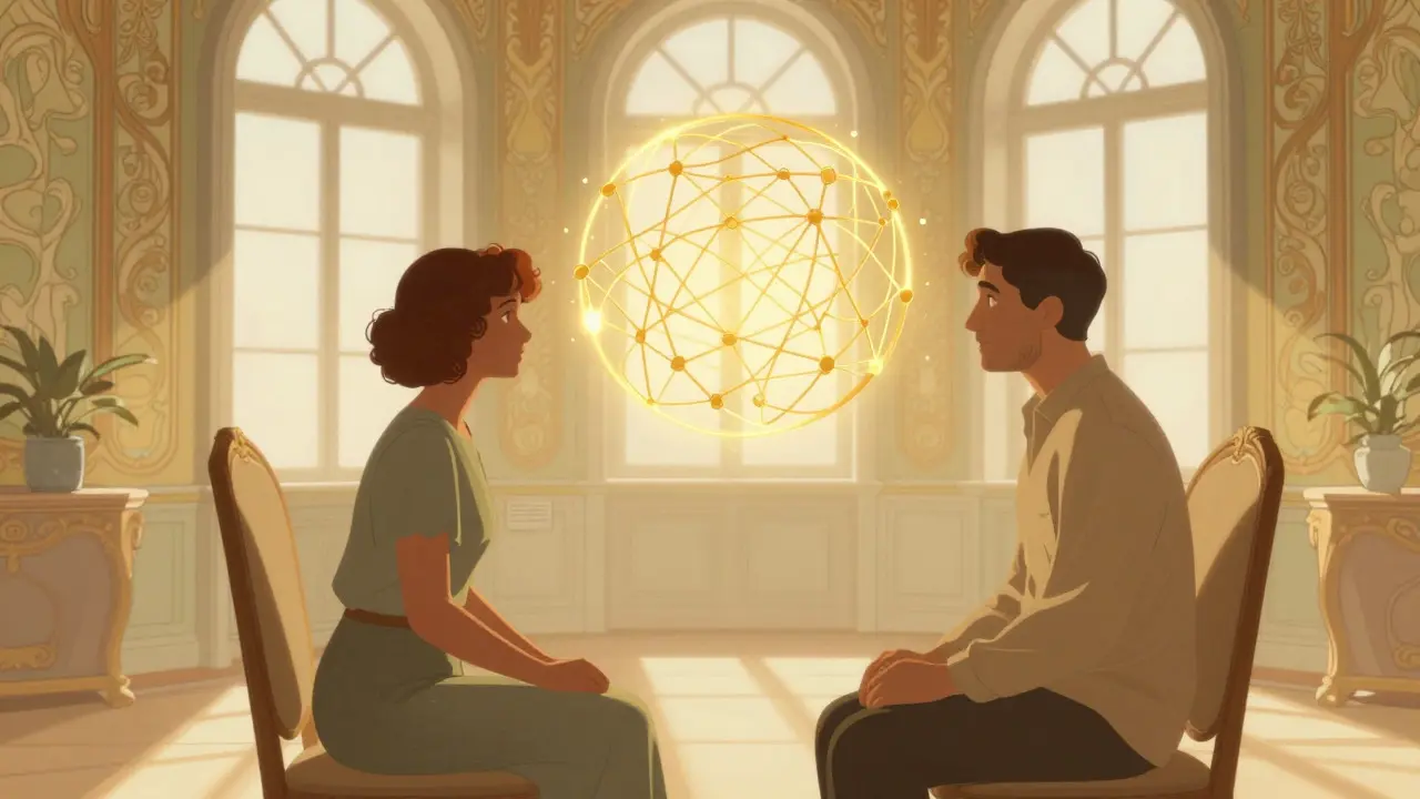 Art nouveau ilustrace terapie CBT jako nástroje pro uzdravení myšlenek