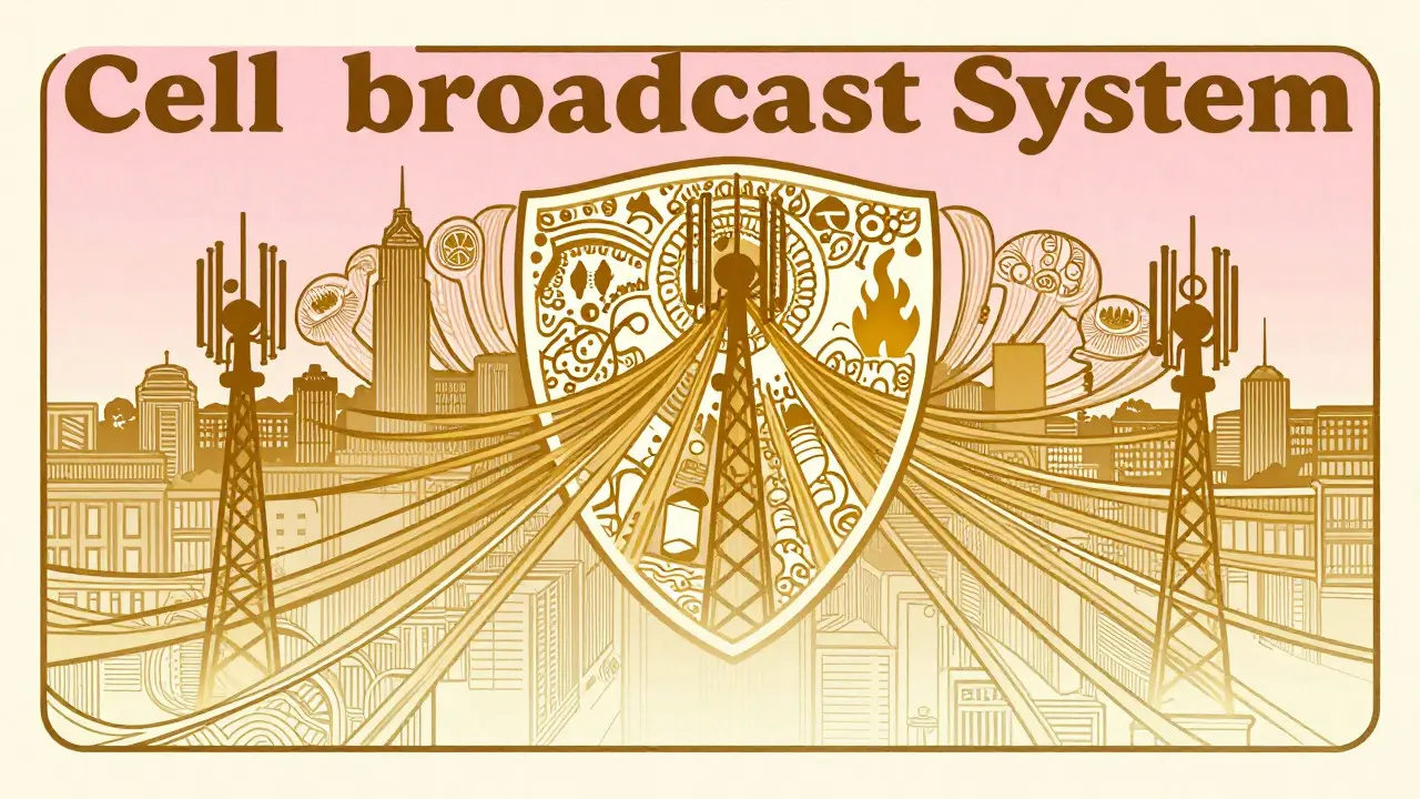 Ilustrace ve stylu Art Nouveau: systém Cell Broadcast chrání město před nebezpečím