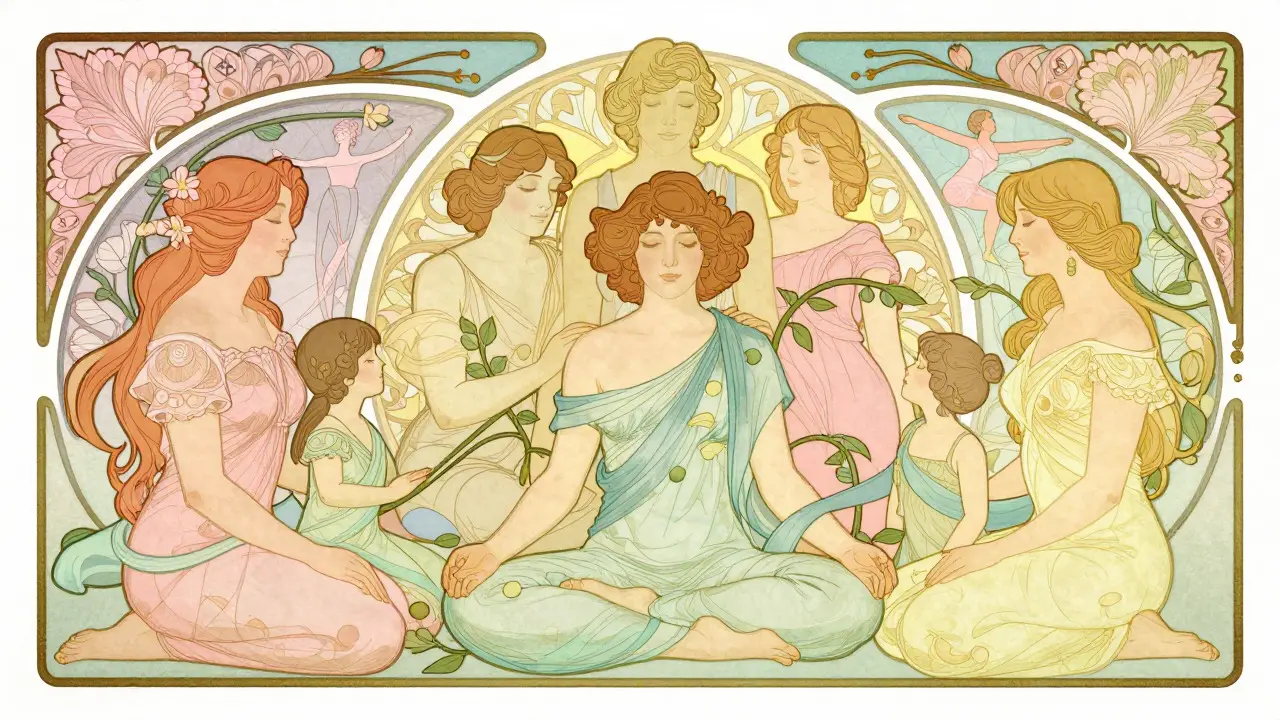 Podpora rodiny a relaxace při léčbě PTSP ve stylu Art Nouveau