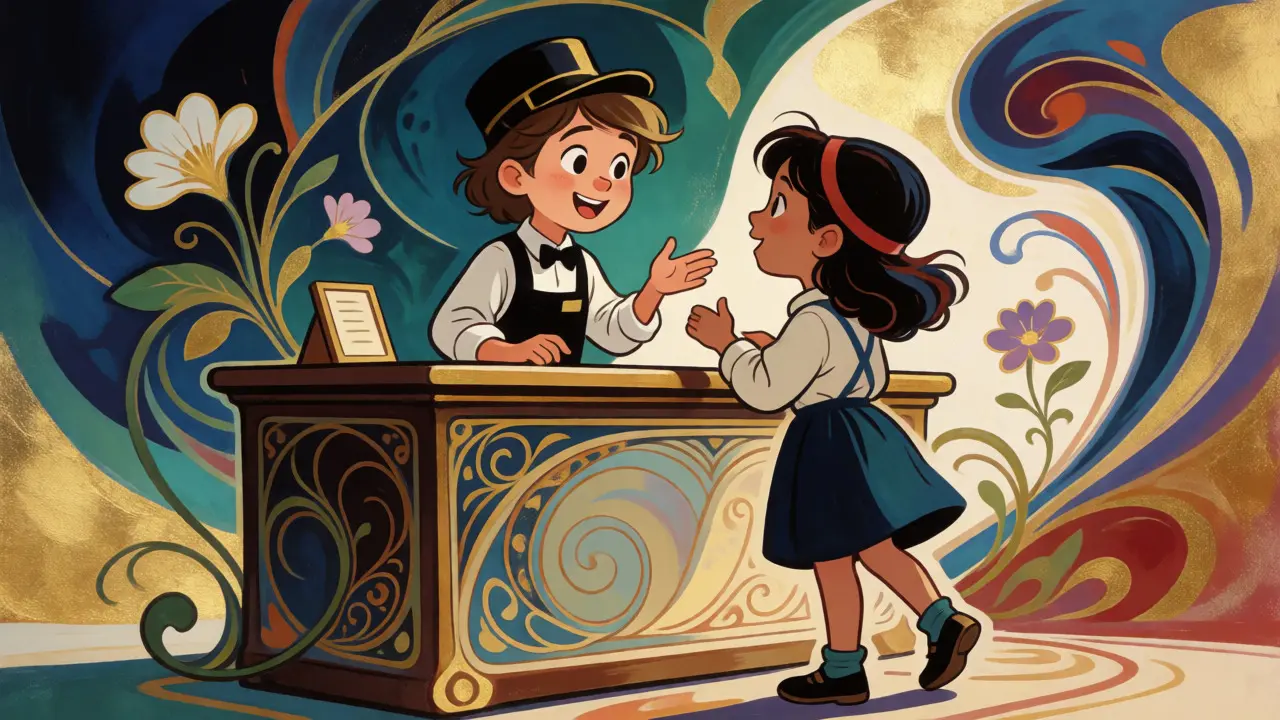 Role-play dramaterapie pro děti s ADHD zdobený ornamenty Art Nouveau