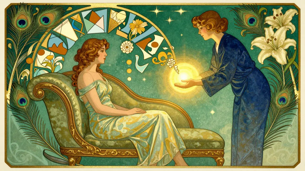 Terapeutická podpora a uzdravení myšlení v art nouveau stylu