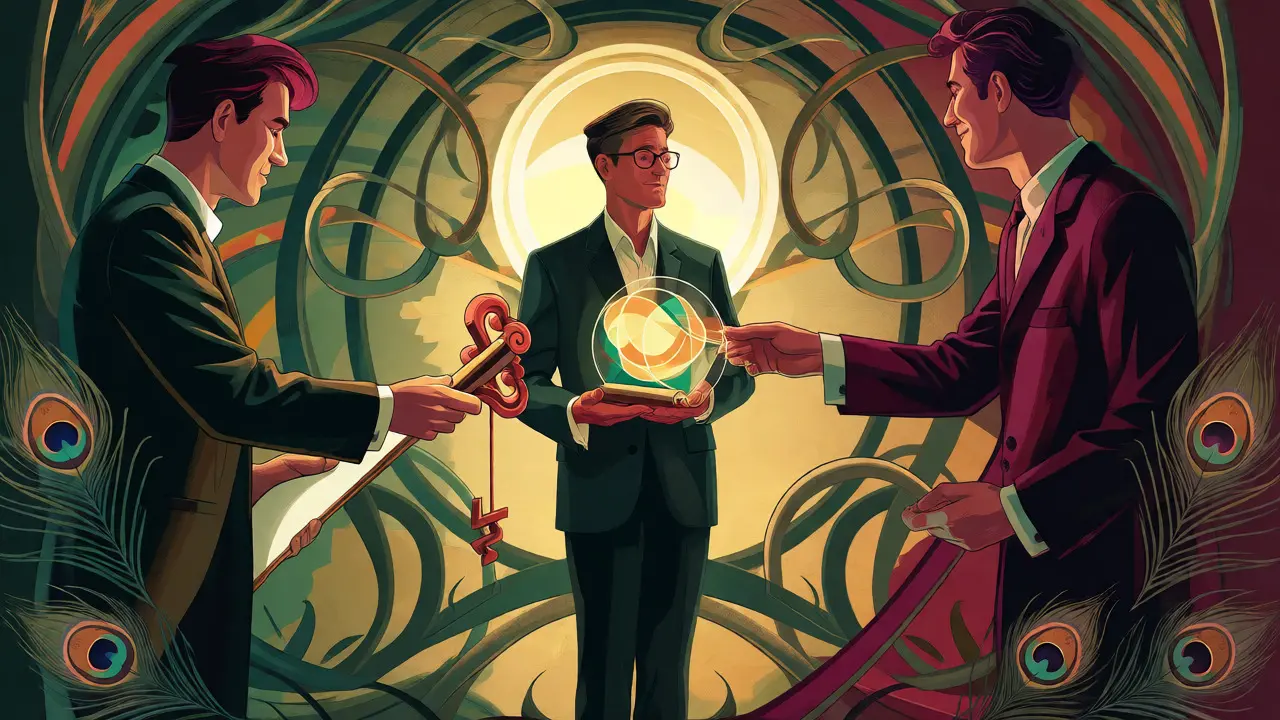 Předání péče mezi odborníky v ilustraci Art Nouveau